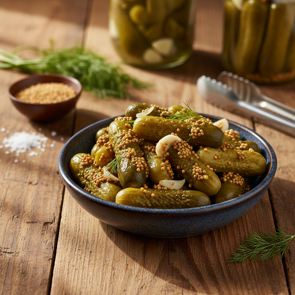 Agurkai su garstyčiomis: nauja mada konservuojant, kuri užkariauja virtuves