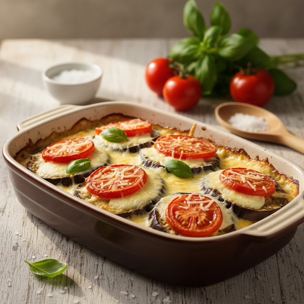 Kepti baklažanai su sūriu ir pomidorais: tobulas užkandis