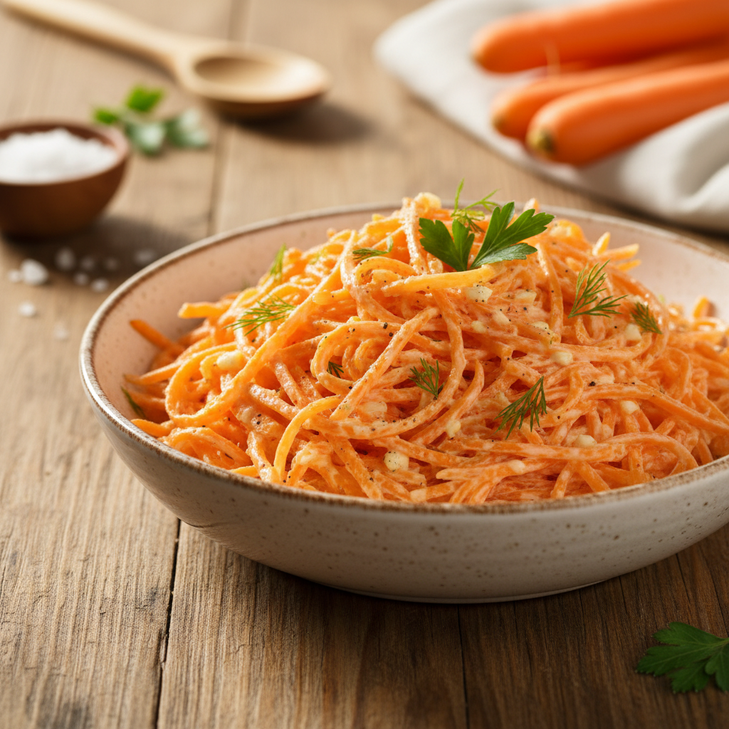 Morkų salotos su česnaku: pagaminsite per kelias minutes