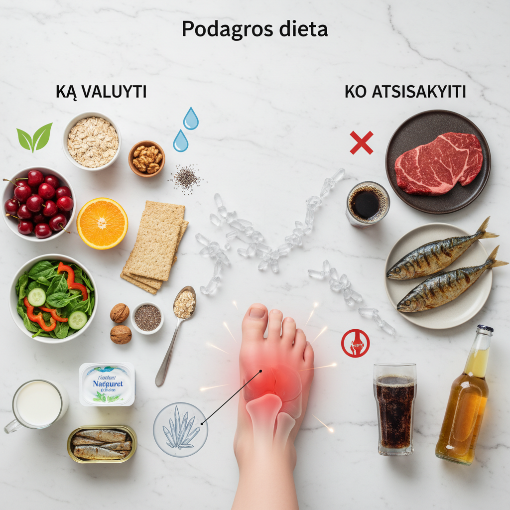 Podagros dieta: ką valgyti, kad išvengtumėte skausmo?